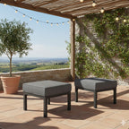 Set of 2 24" Aluminum Patio Ottomans