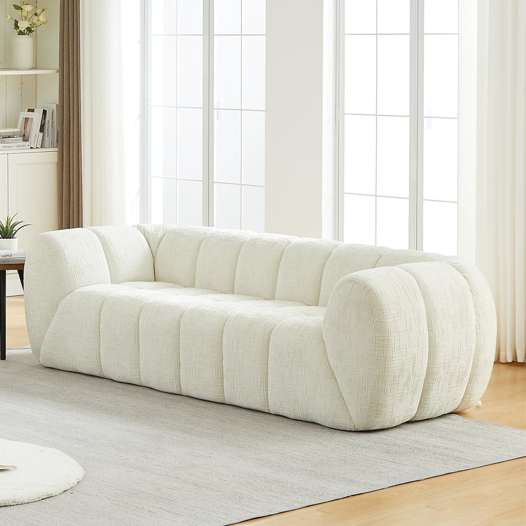 Chenille Pure Foam Sofa, Modern Quilted Cloud Sofa