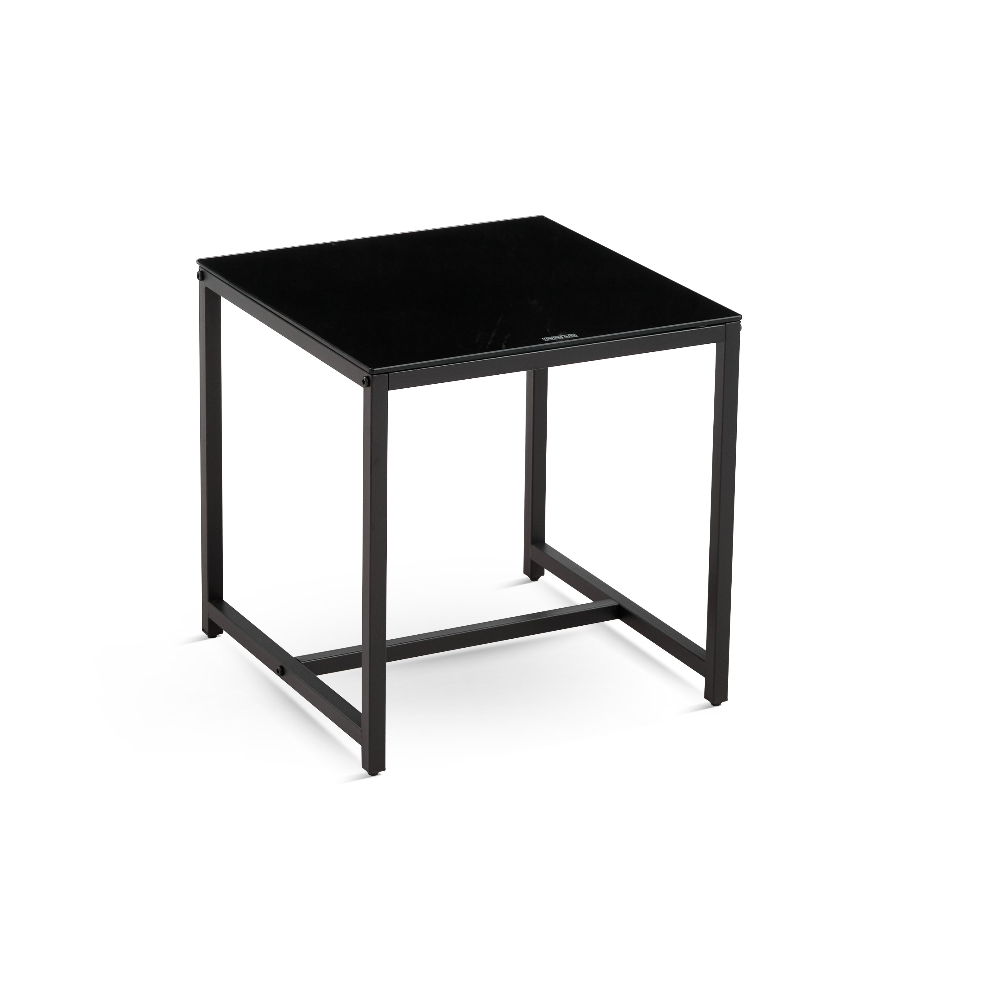 Black Glass Night Stand with Metal Legs