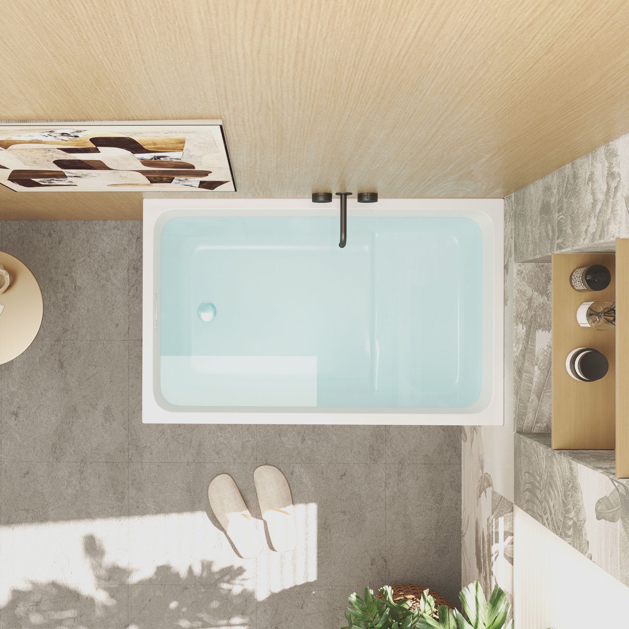43" Acrylic Freestanding Bathtub with Seat