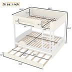 Queen Bunk Bed With Trundle and Bookshelf