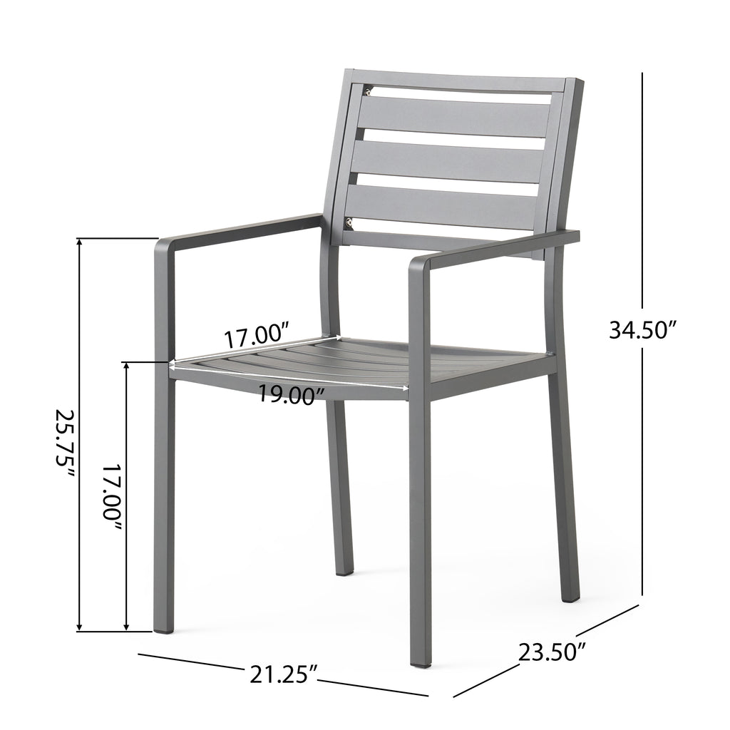 Outdoor Modern Aluminum Dining Chair Set of 2