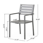 Outdoor Modern Aluminum Dining Chair Set of 2