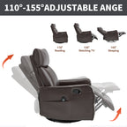 Brown Faux Leather Heat Massage Manual Recliner Chair