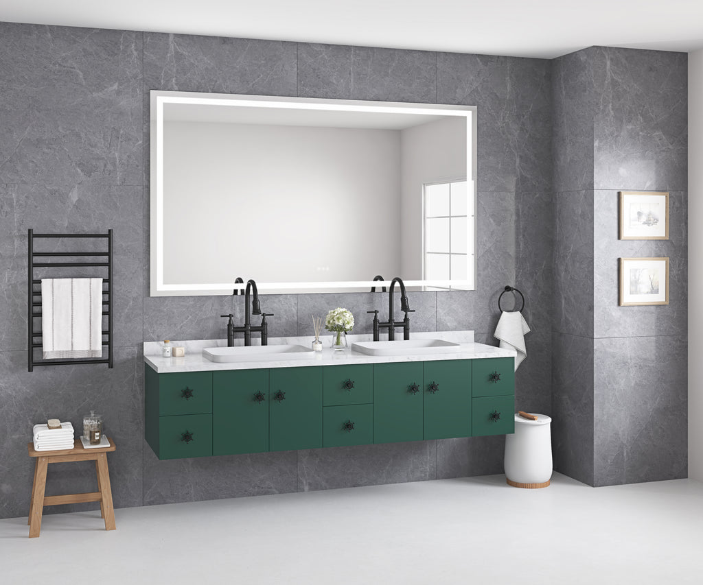 84 x 48 Inch LED Bathroom Mirror with Front and Backlight