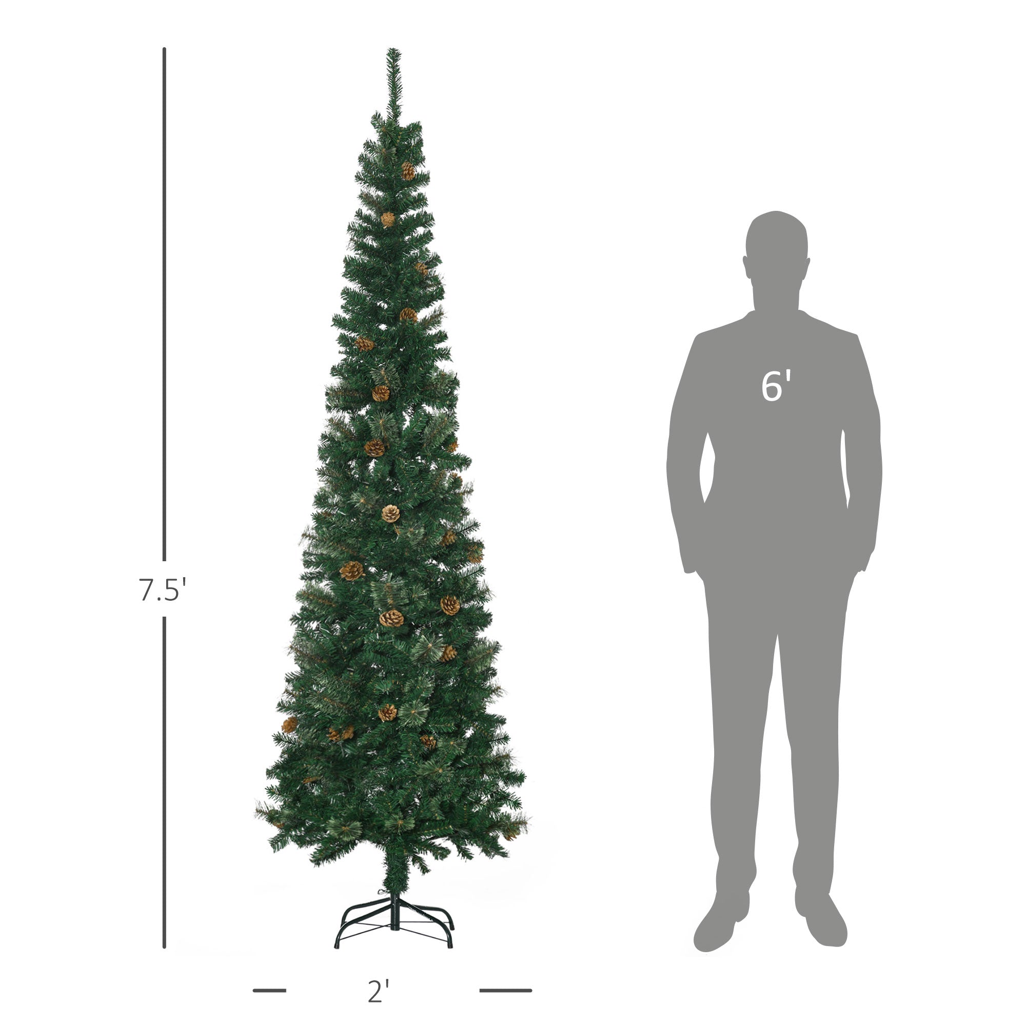 HOMCOM 7.5 Foot Pencil Christmas Tree