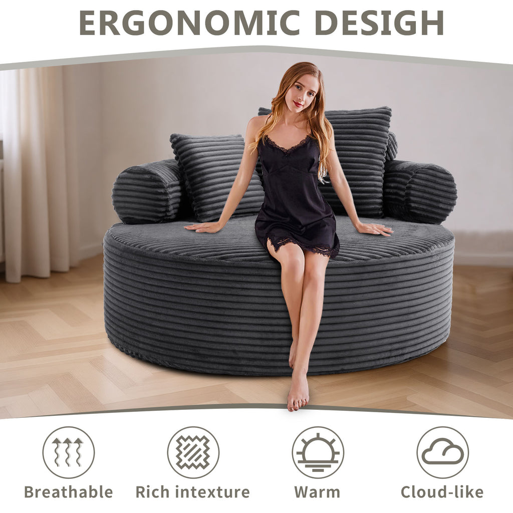 Round Sofa Bed with Memory Foam Sectional Couches