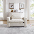 Beige Corduroy Deep Seat Accent Chair