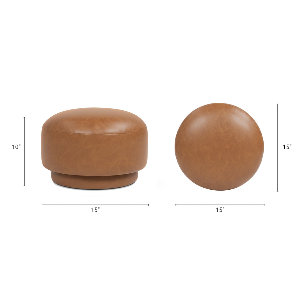 Fuji 15-Inch Mushroom Footstool Ottoman, Faux Leather