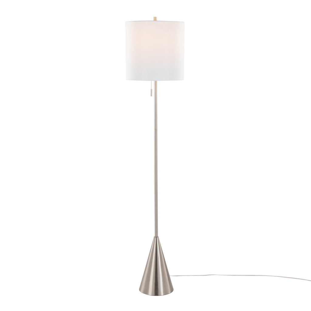 64" Contemporary Metal Floor Lamp in Brushed Nickel