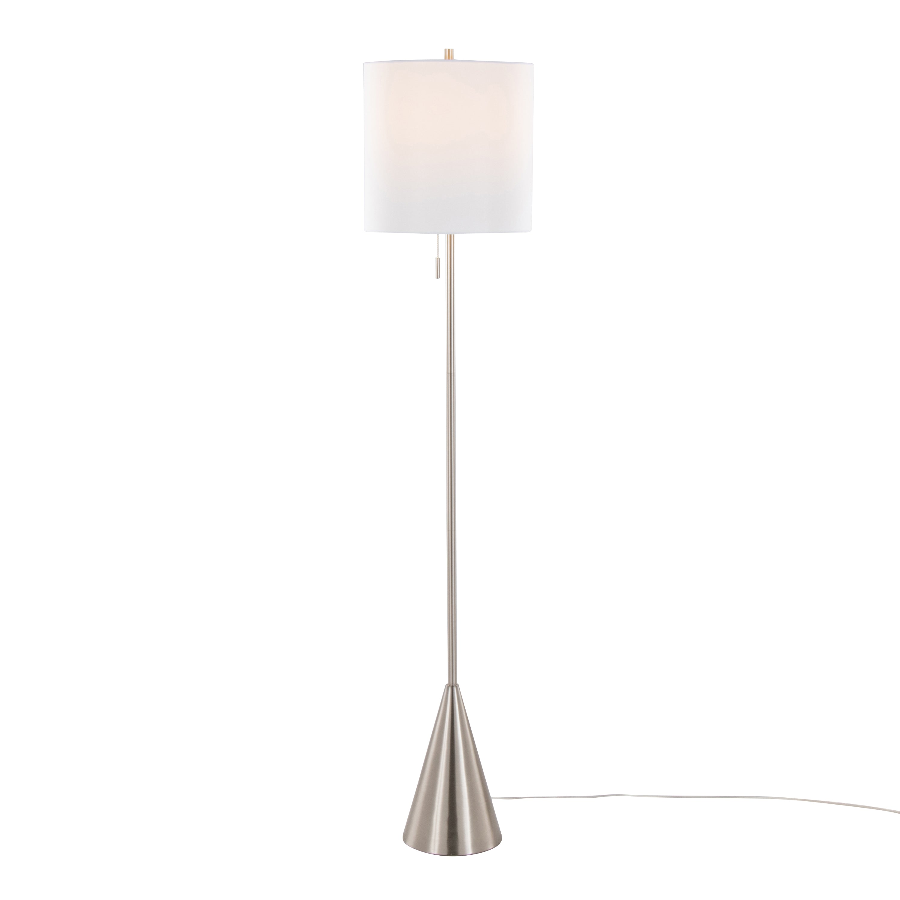 64" Contemporary Metal Floor Lamp in Brushed Nickel