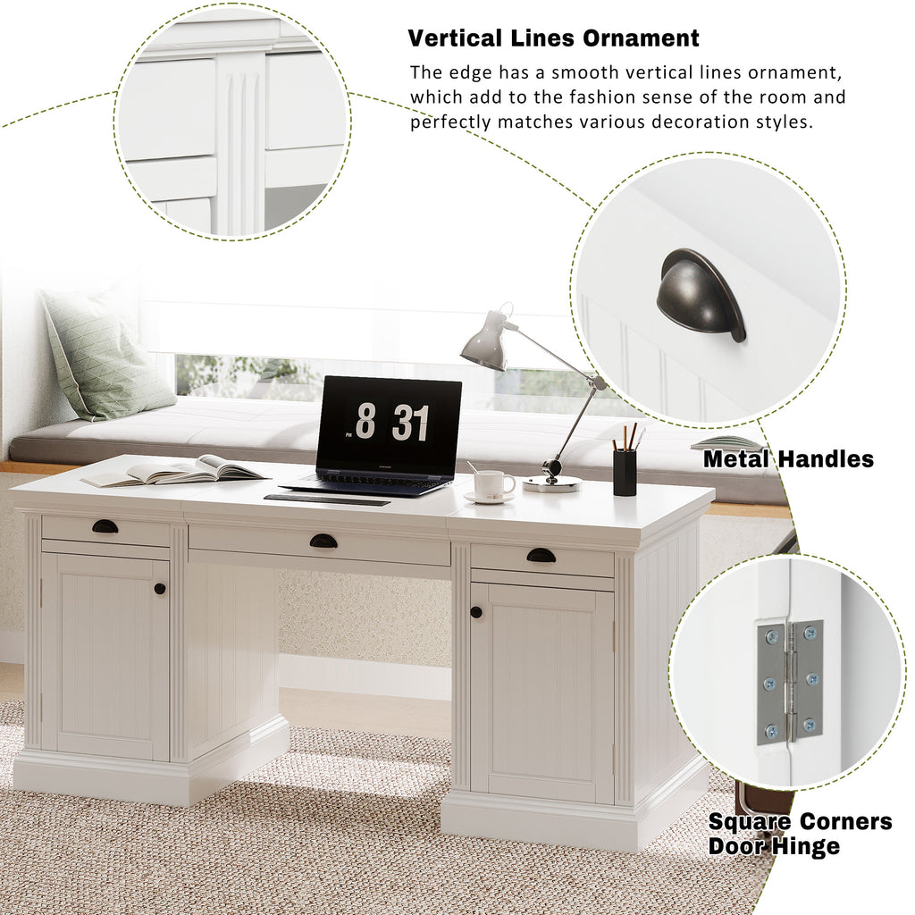 67" Modern Executive Desk with Storage Options