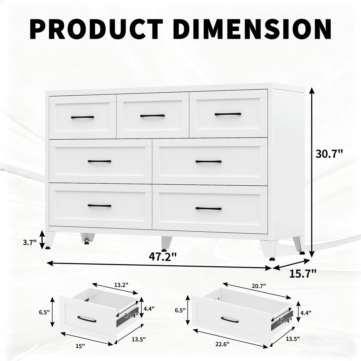 7-Drawer Dresser, Wide Low-Profile Storage Cabinet