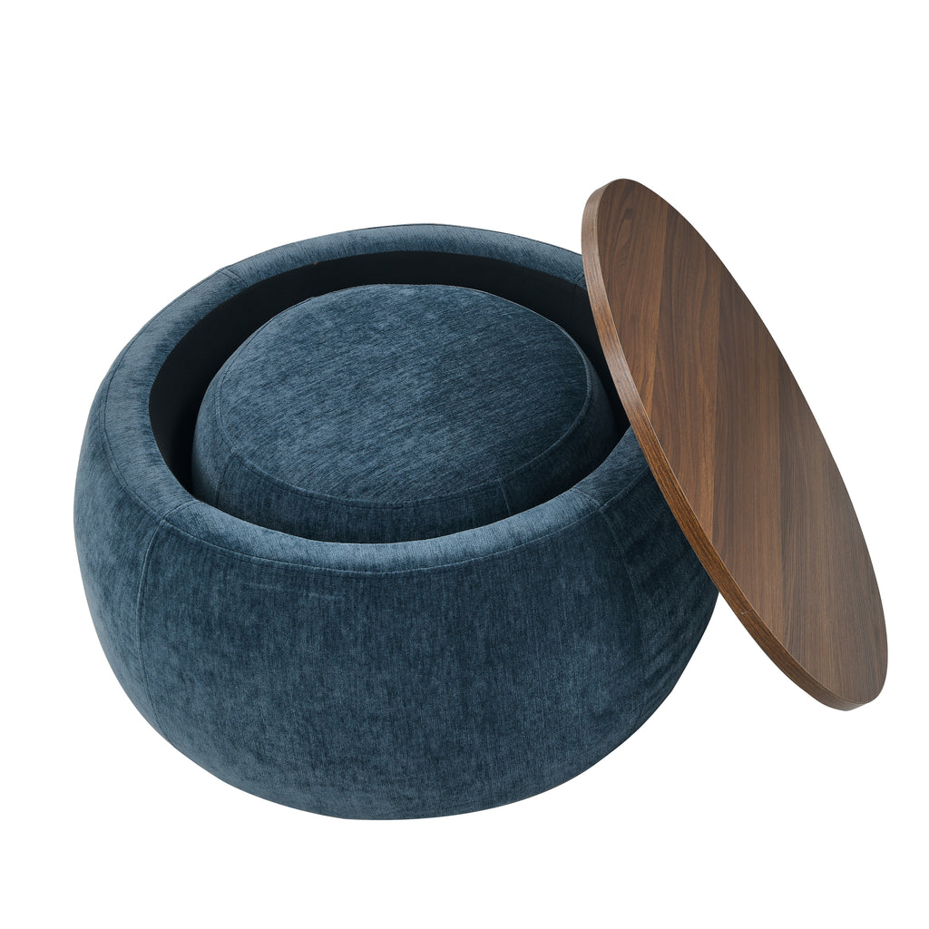 Round Storage Ottoman with 2 in 1 Functionality