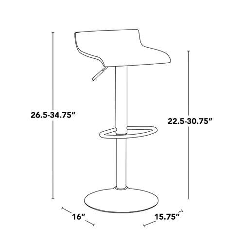 Barstool in Antique Metal and Faux Leather