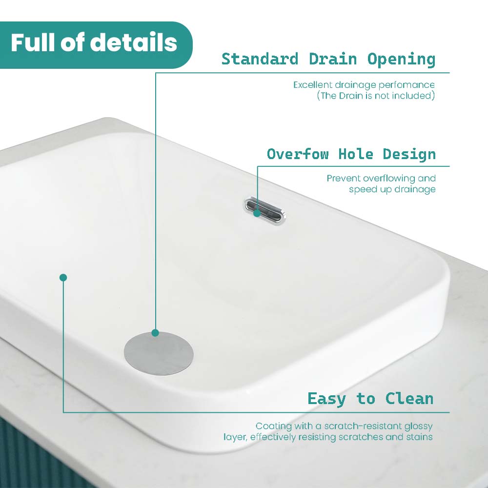 Integrated Ceramic Basin, 18-Inch, Gloss White