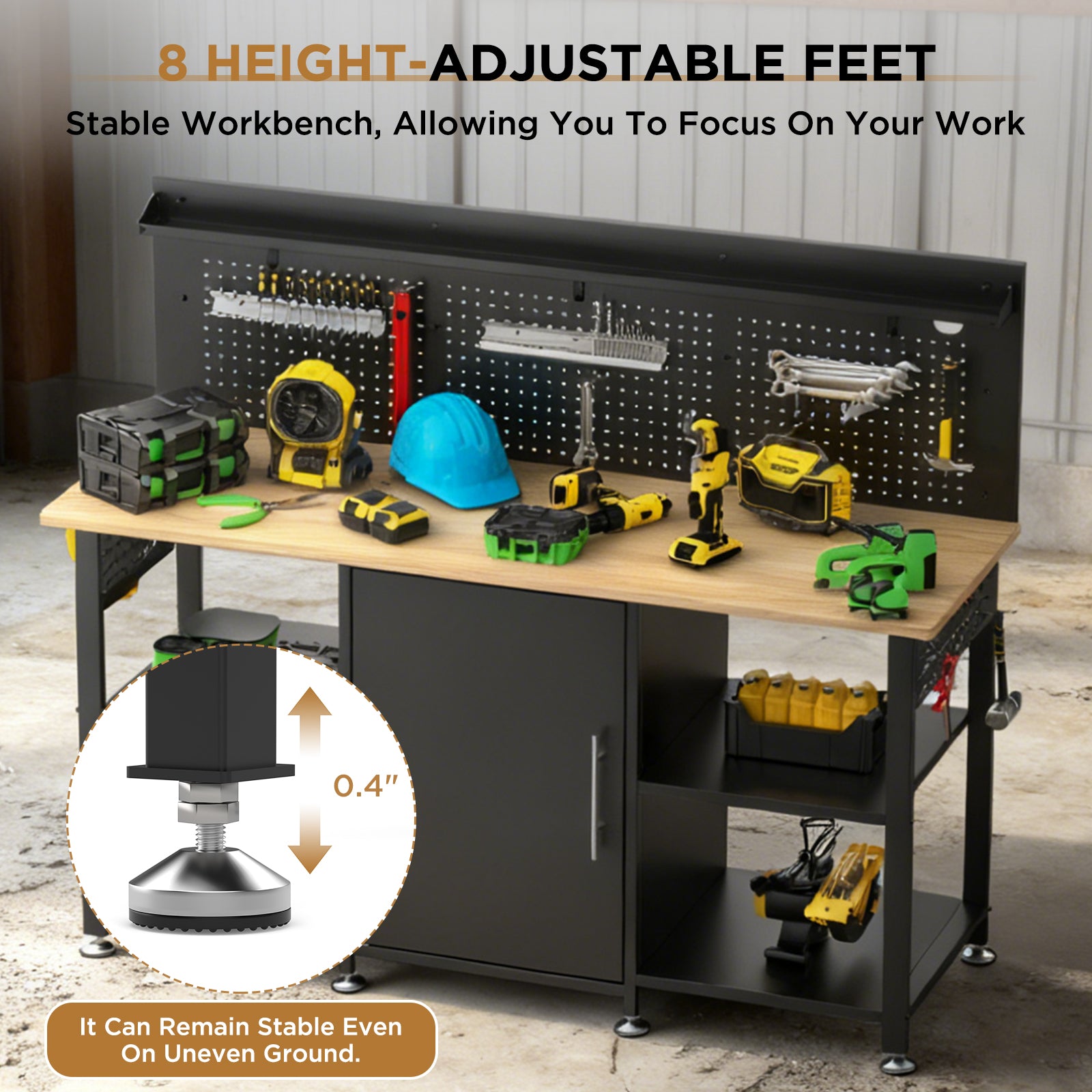 60 Inch Heavy Duty Workbench with Storage Cabinet