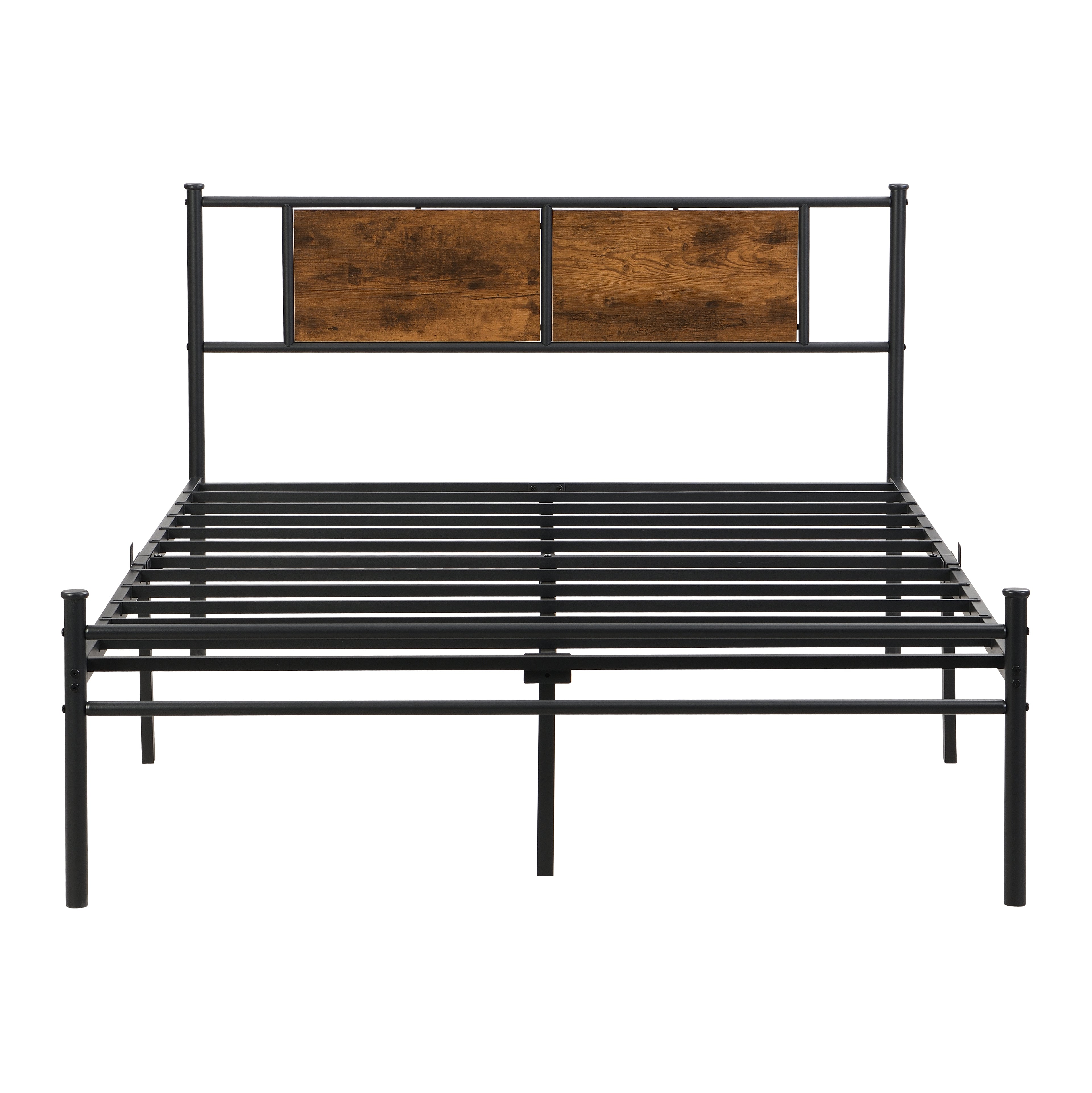California King Bed Frame with Wood Panel Decoration
