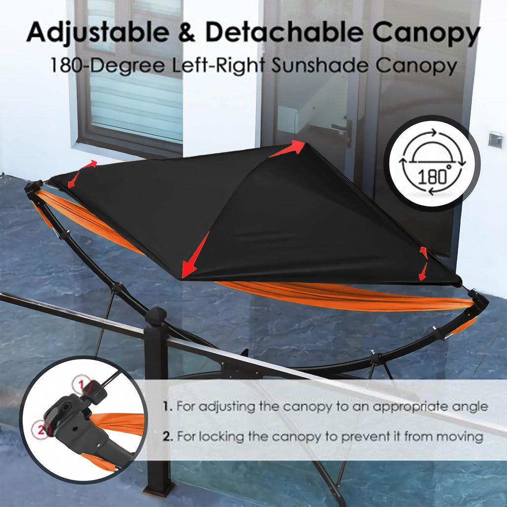 Portable Outdoor Garden Hammock with Quick-Fold Stand