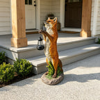 28'' Fox Garden Statue with Hanging Solar Lantern