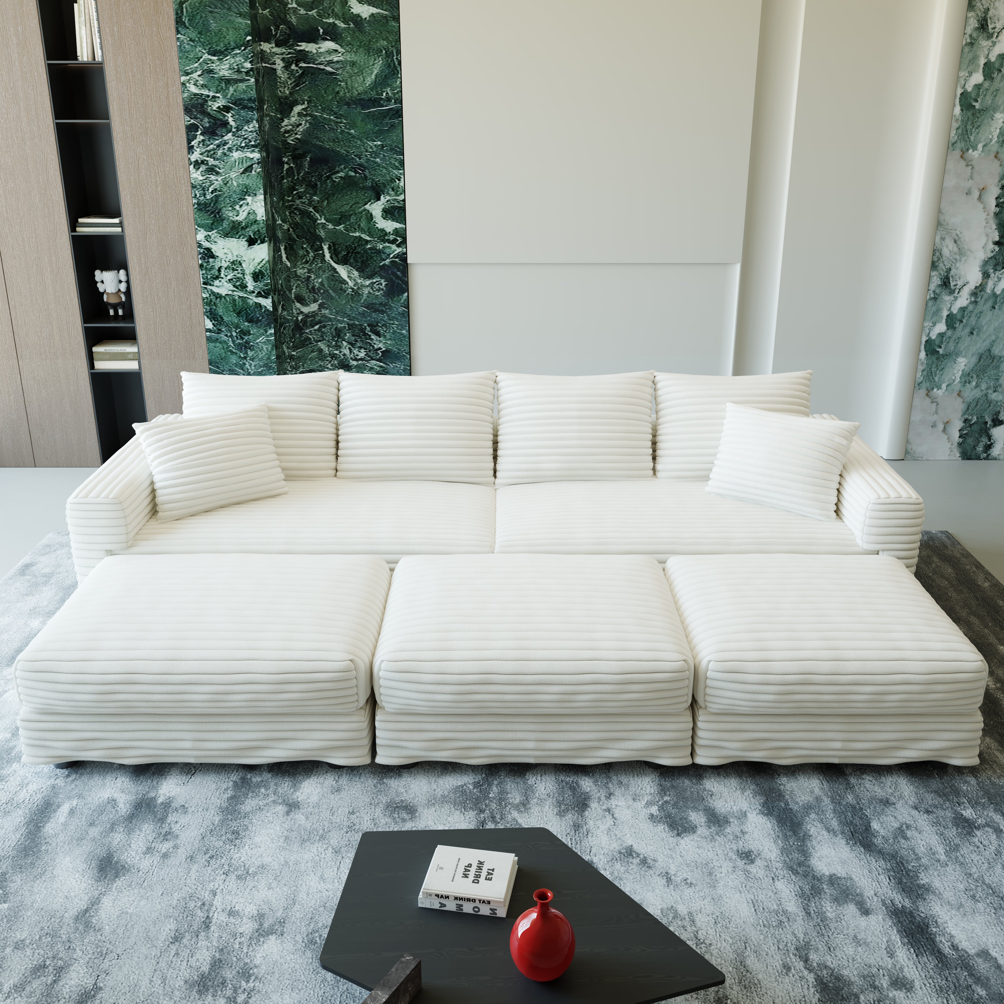 Plush Corduroy 4-Seat Sofa