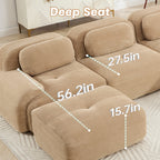 Three-Seat Modular Sofa with 3 Ottomans - Camel