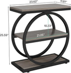 Industrial Narrow End Table with 3 Shelves
