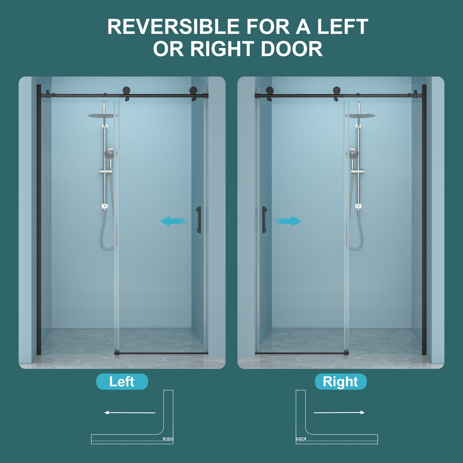Shower Door 48" W x 76" H Single Sliding Bypass Shower Enclosure