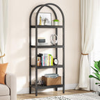 70.86" Tall 4-Tier Black Industrial Bookshelf