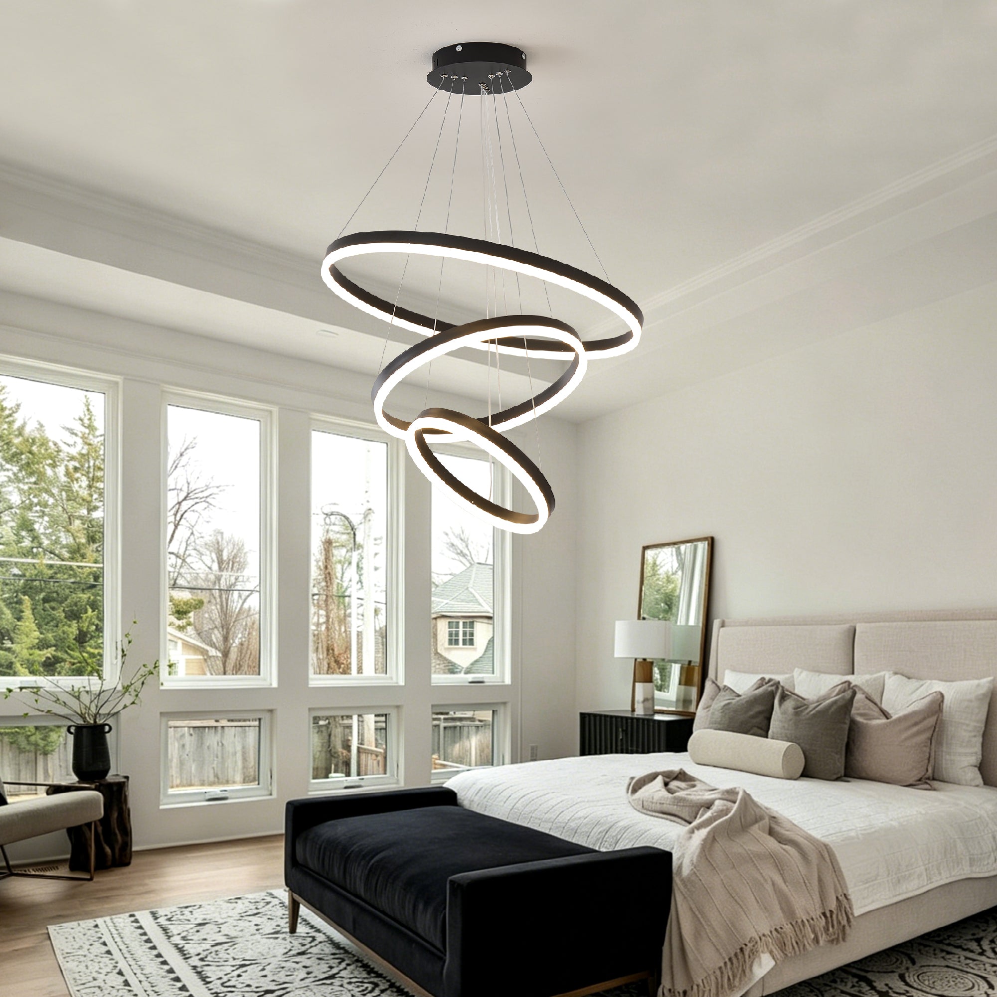 Modern 3 Rings Chandelier