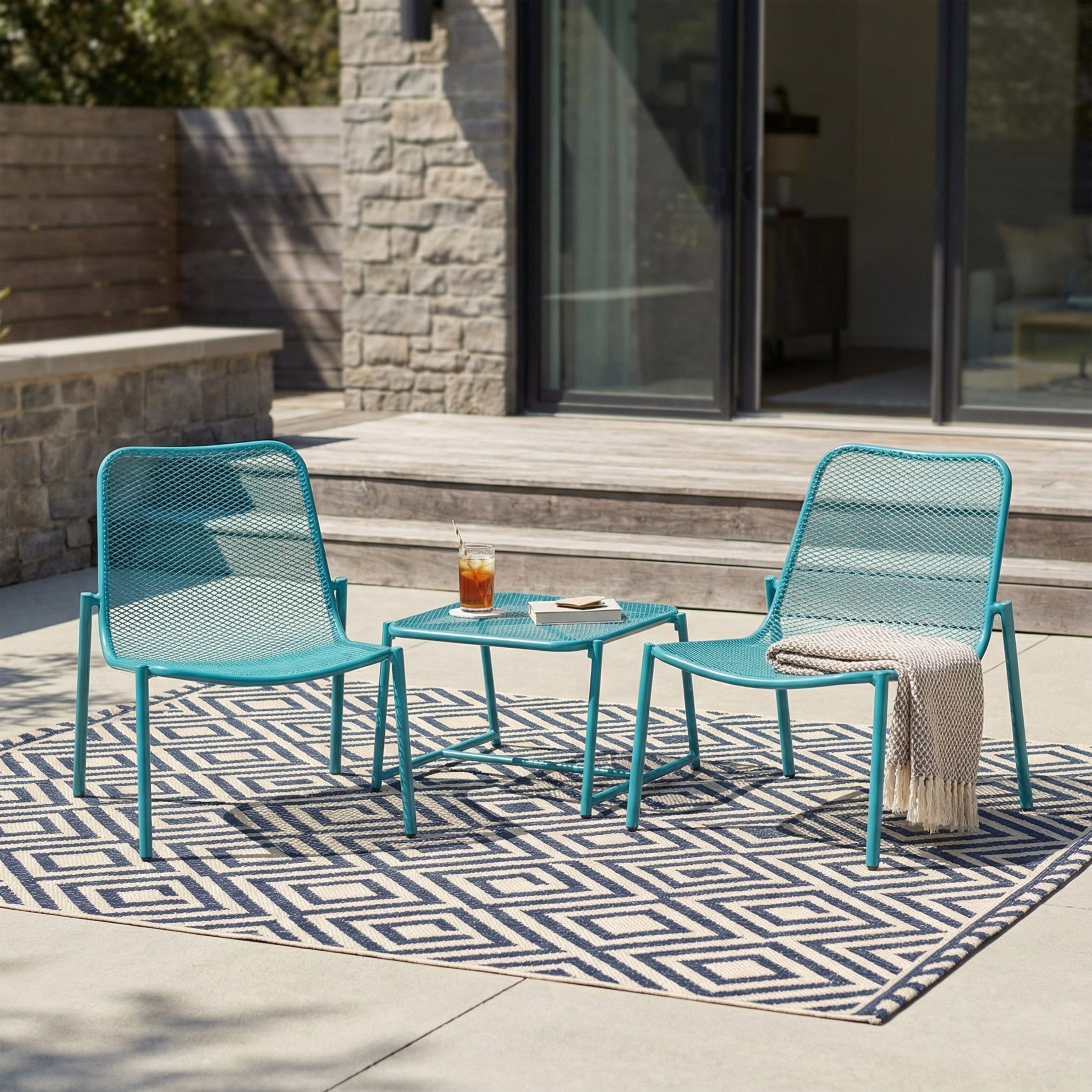 Kincaid Outdoor 3-Piece Conversation Set with Iron Frame