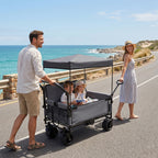 3-in-1 Folding Wagon Cart with Bench Seat & Canopy