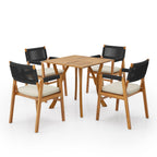 Outdoor 5 Pieces Rustic Patio Acacia Bistro Set