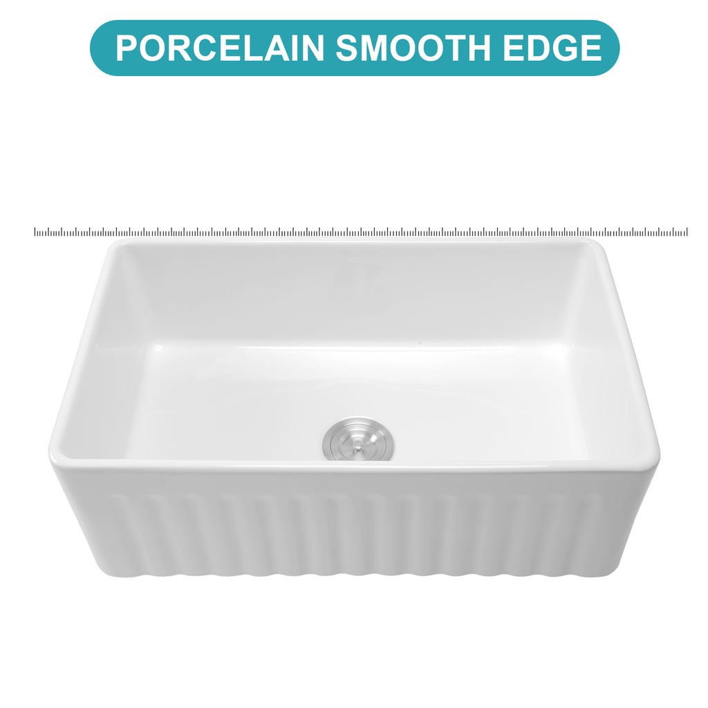 White Kitchen Sink - 33 x 18 x 10 Inch