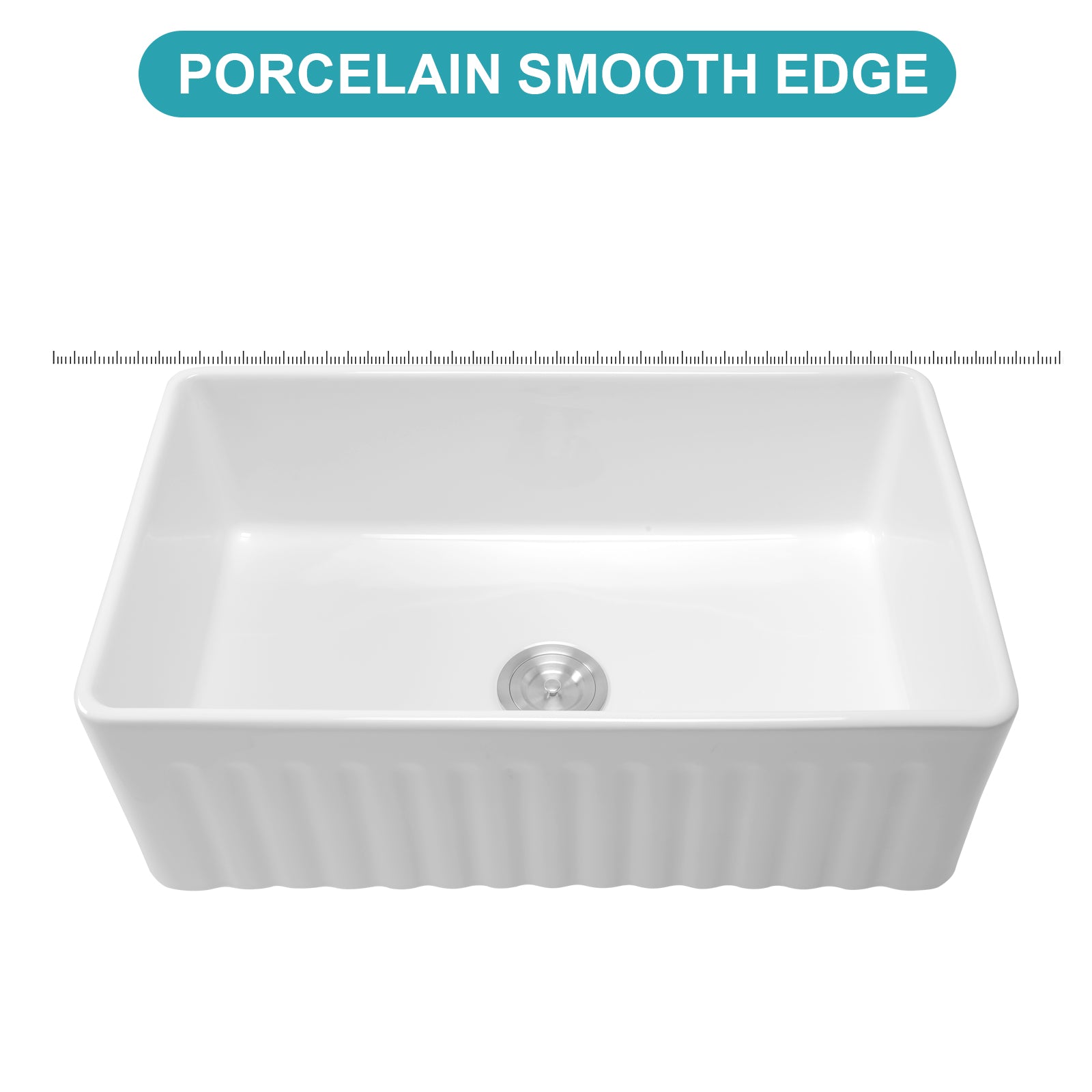 White Kitchen Sink - 33 x 18 x 10 Inch