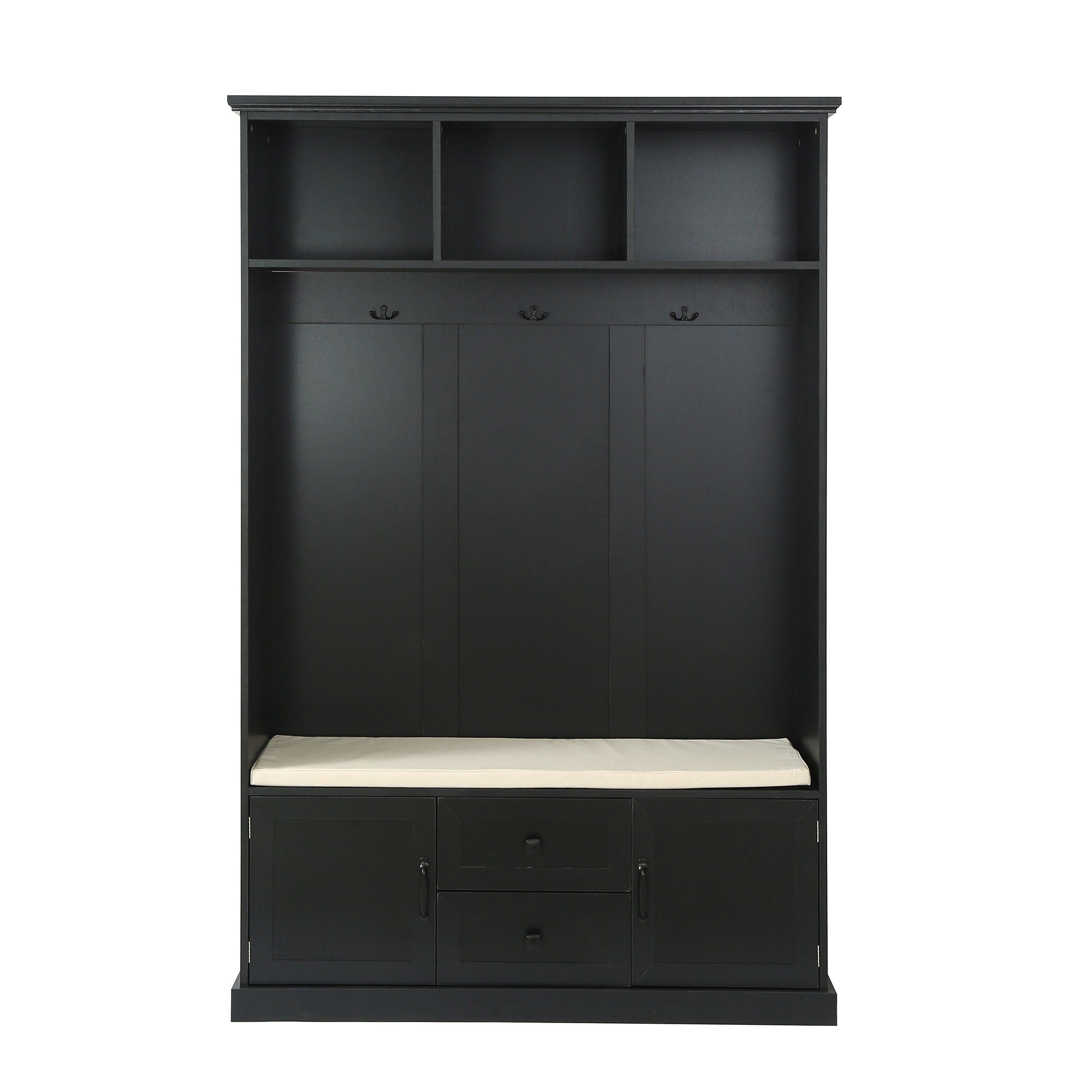 Hall Tree With 3 Hooks, Coat Hanger, Entryway Bench, Storage Bench, 3 In 1 Design