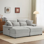 Double Chaise Lounge Set with Reversible Ottoman