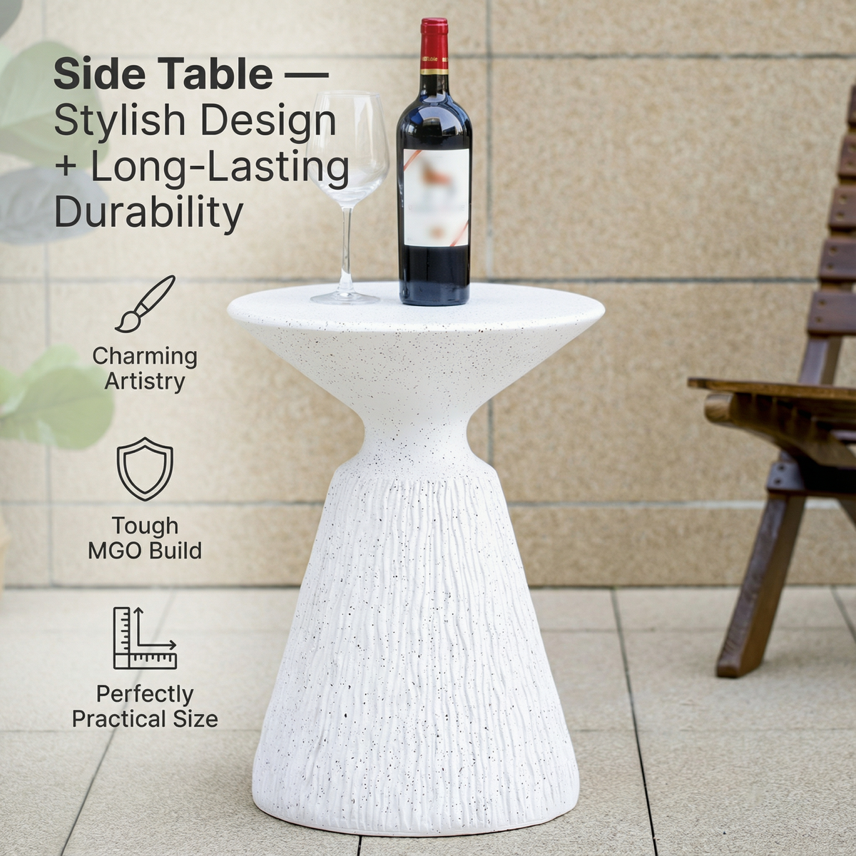 Retro Speckled Textured MGO Side Table