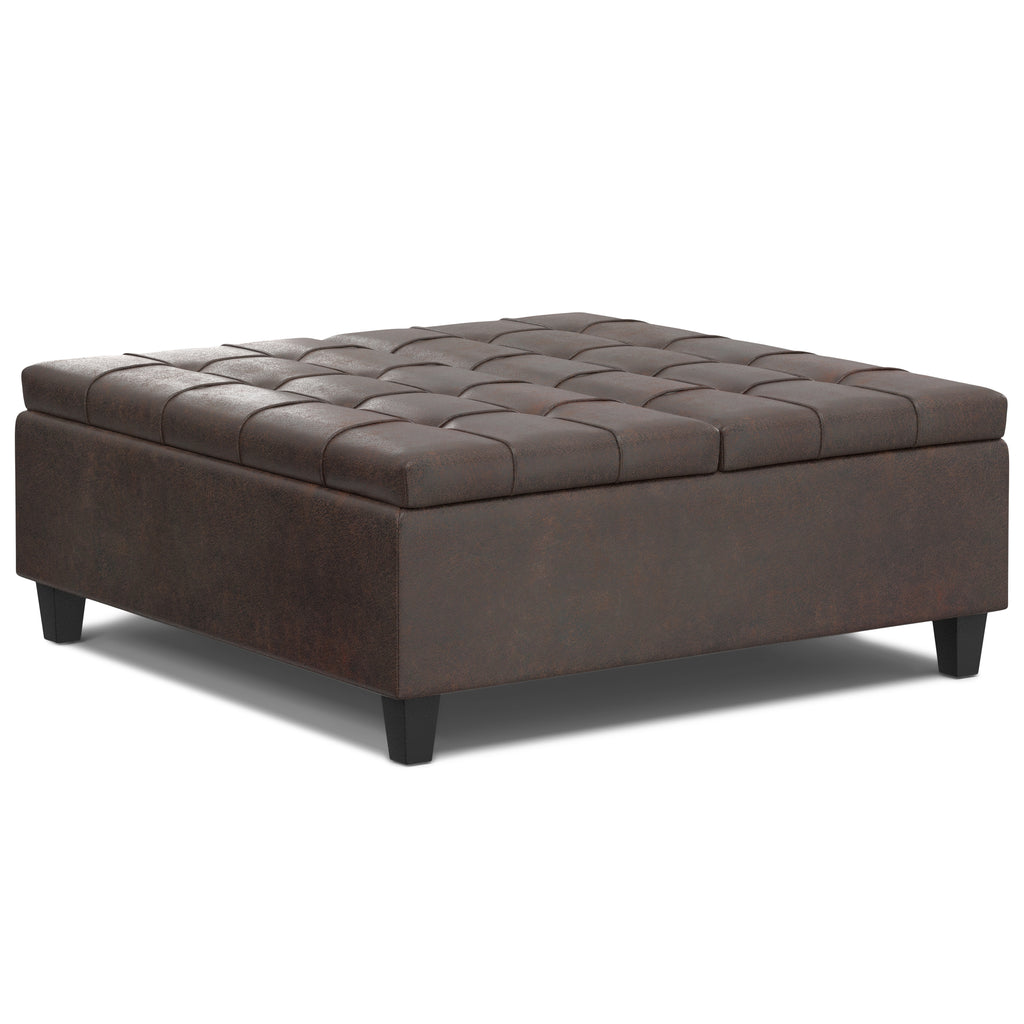Harrison 40 Inch Wide Large Square Coffee Table Storage Ottoman