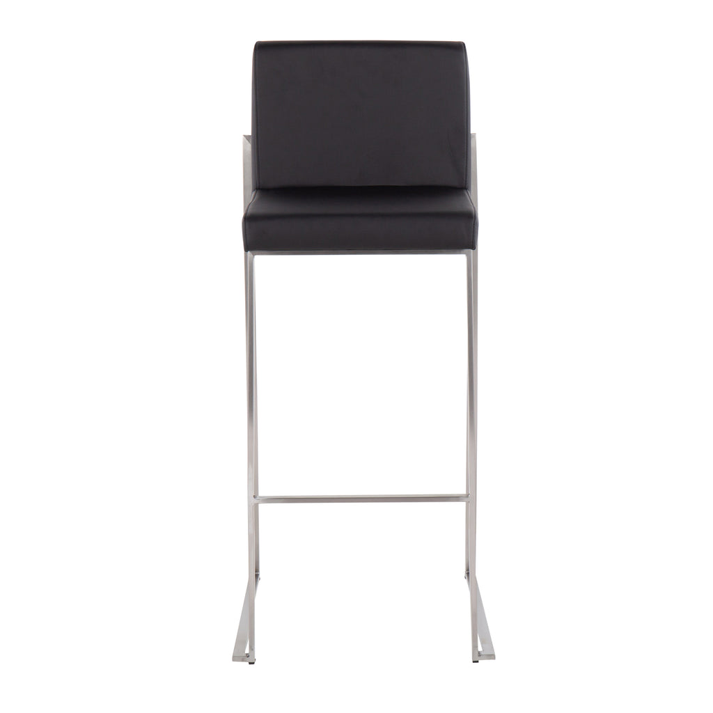 Contemporary High Back Barstool in Stainless Steel