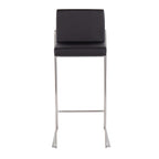 Contemporary High Back Barstool in Stainless Steel