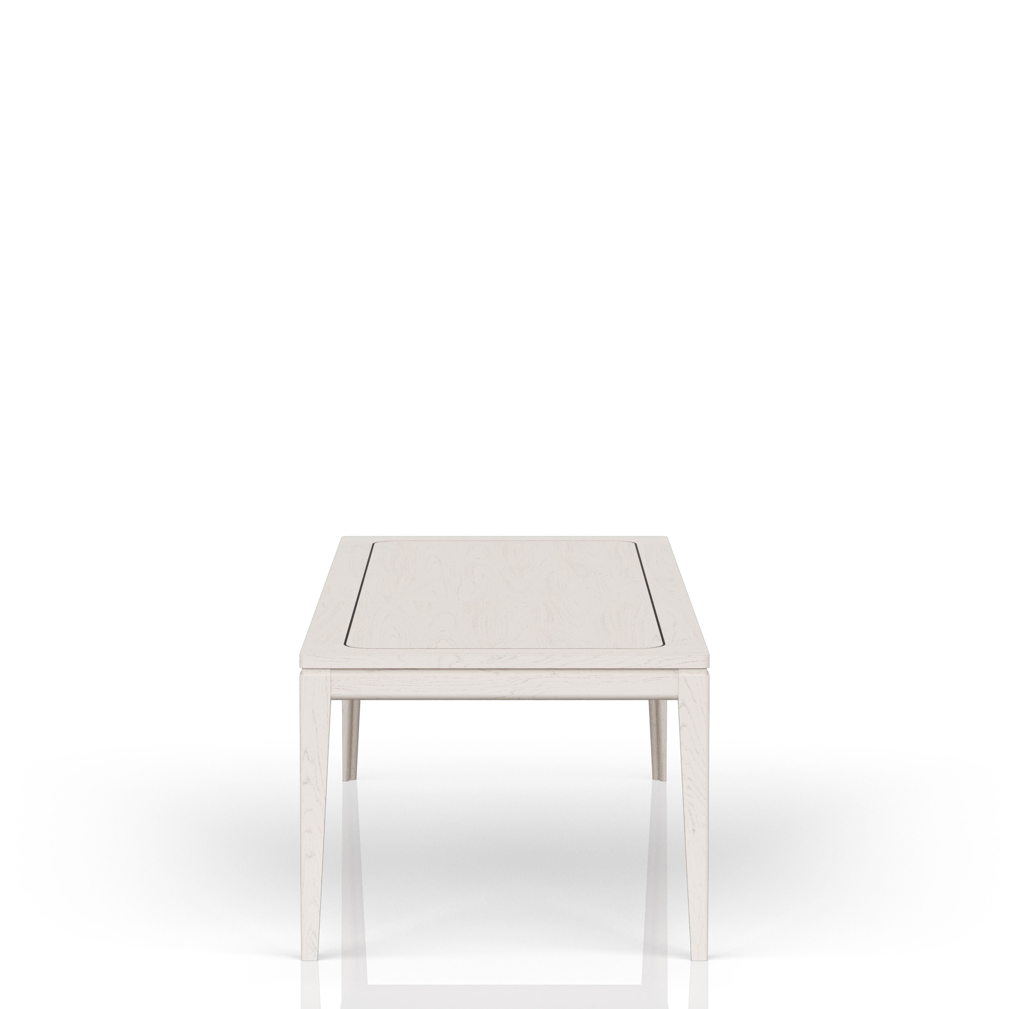 Expandable Leg Table with Metal Inlay - Vanilla