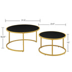 Modern Faux Leather Nesting Round Coffee Table Set