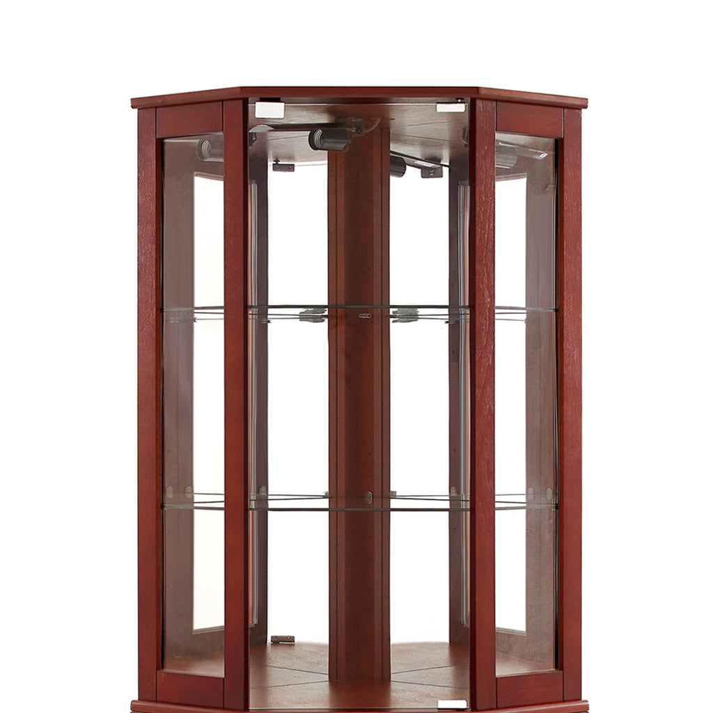 6 Shelf Corner Curio Display Cabinet with Lights and Mirrors