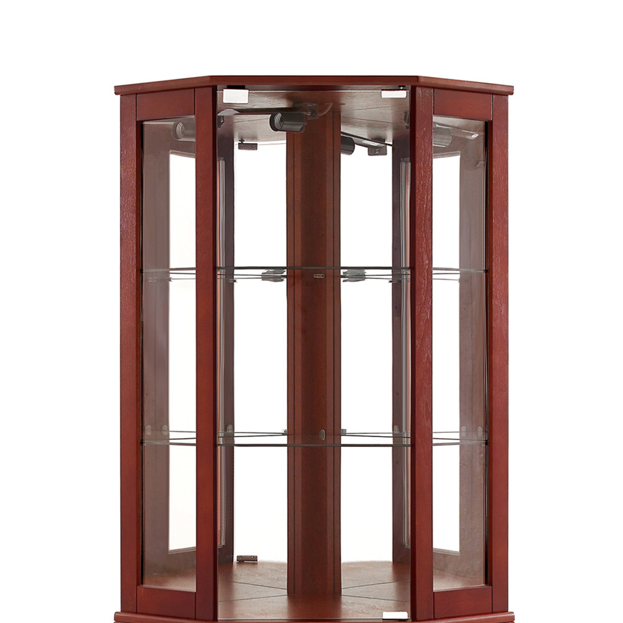 6 Shelf Corner Curio Display Cabinet with Lights and Mirrors