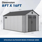 8x16Ft Resin Outdoor Storage Shed