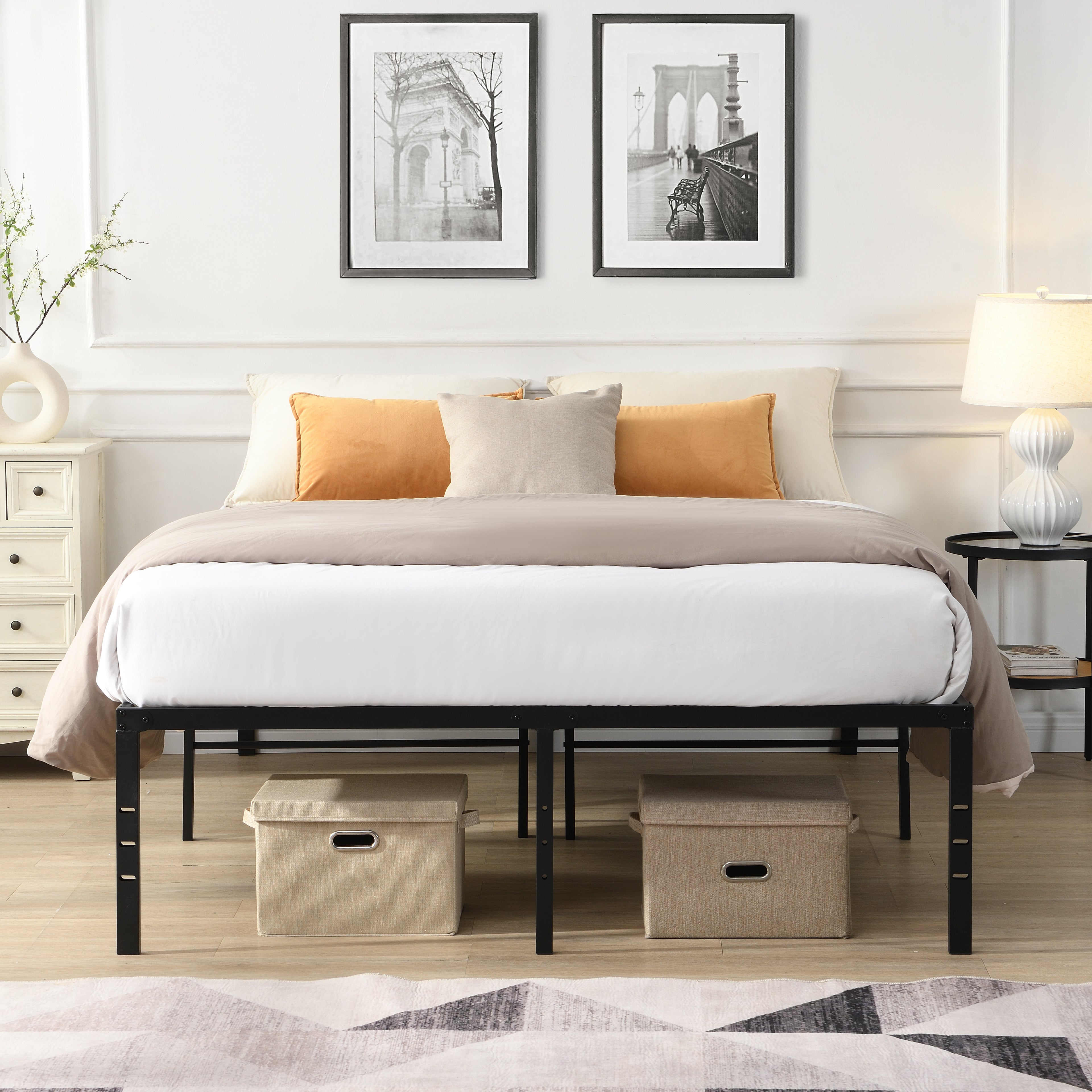 Queen Size Bed Frame - Heavy Duty Metal Construction