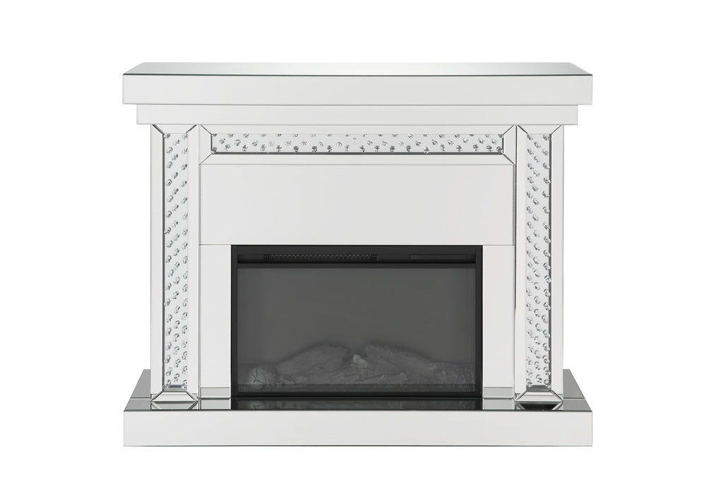 Nysa Mirrored & Faux Crystals Fireplace