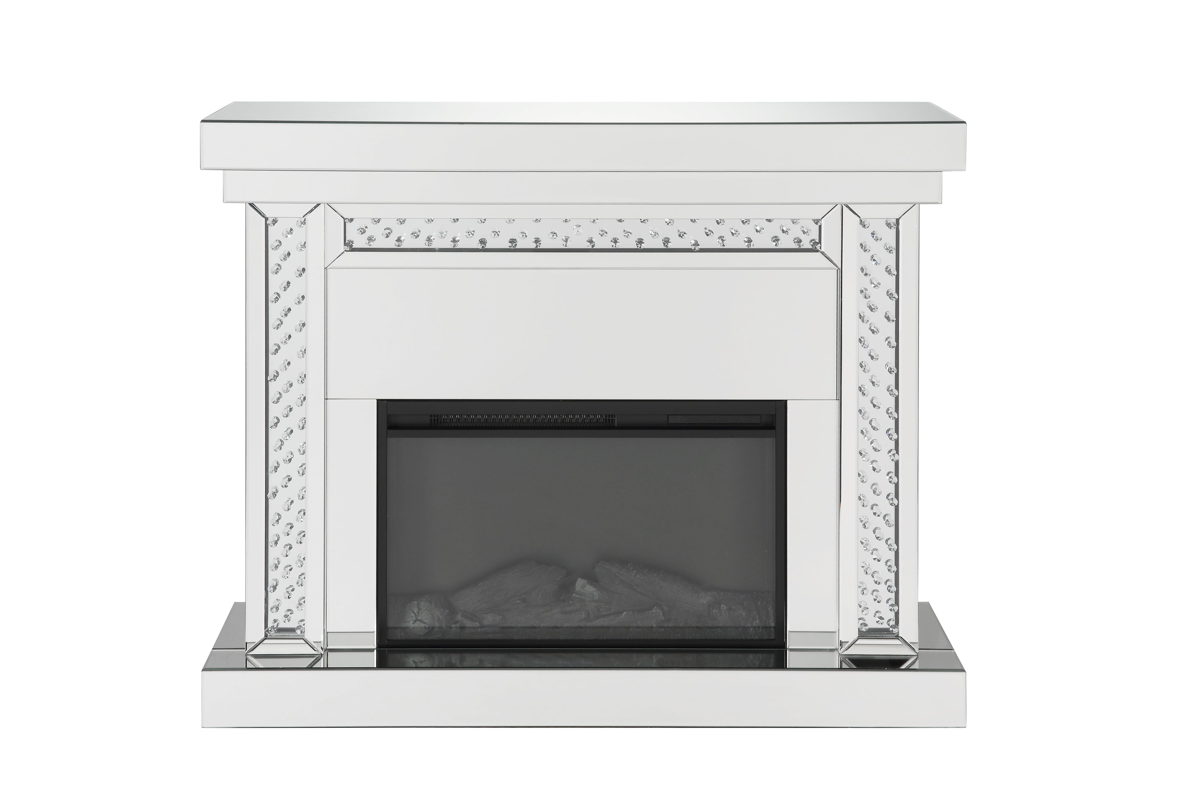 Nysa Mirrored & Faux Crystals Fireplace