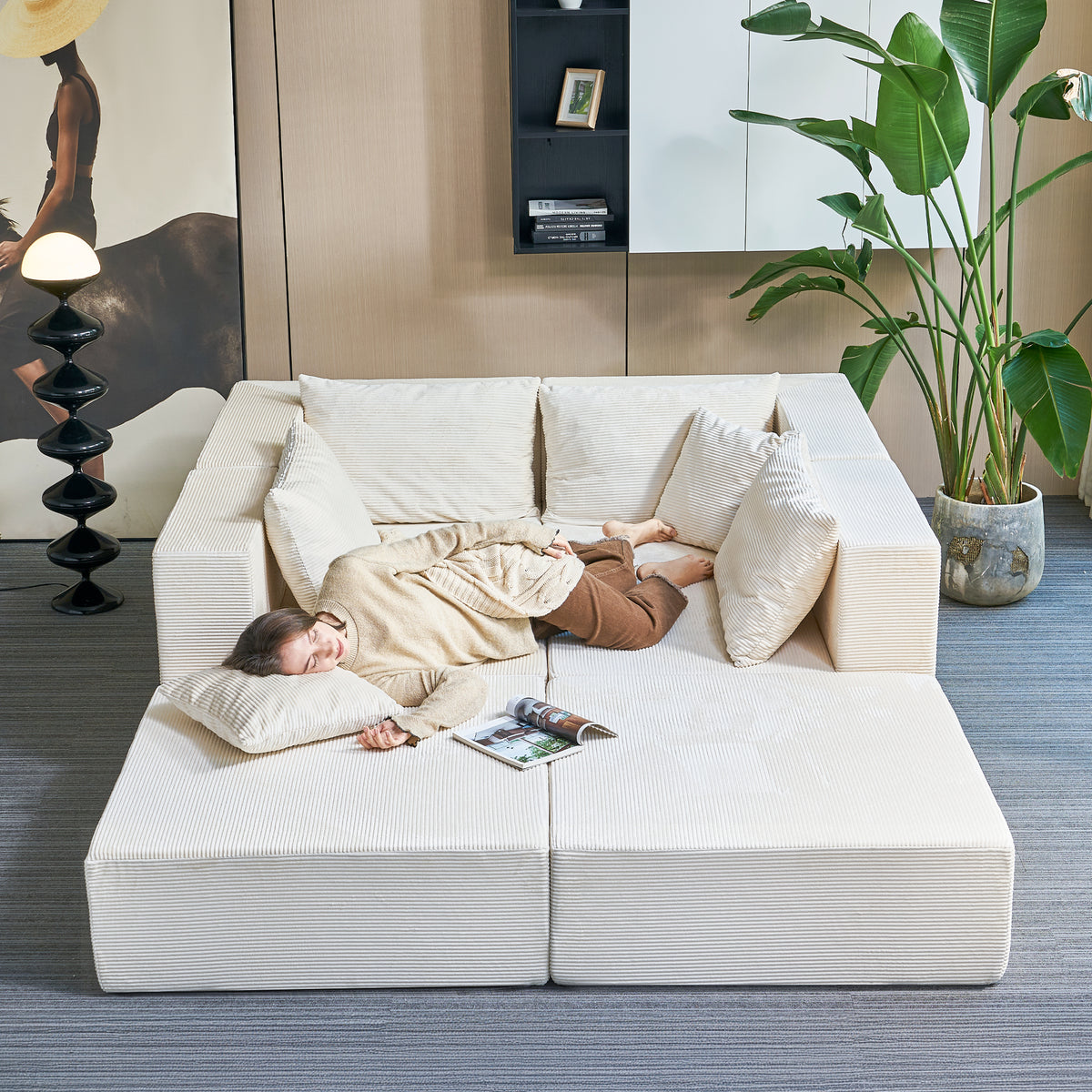 140" Modular Sectional Sofa Bed